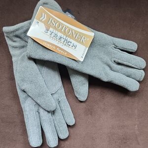 Isotoner Gray Stretch Fleece Gloves